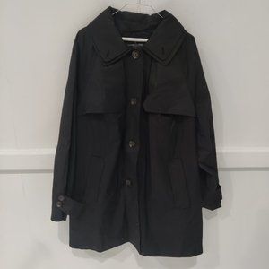 NWoT London Fog Women's Single Breasted Trench Coat Black Size 2X $500 BB404